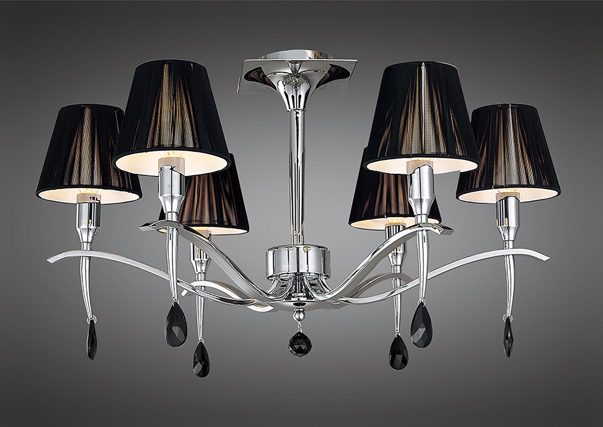 Siena Polished Chrome Crystal Ceiling Lights Mantra Shaded Crystal Fittings